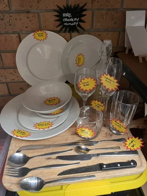 Hire crockery, glassware and cutlery for catering and serving at events